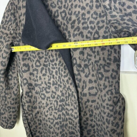 Tahari NEW Ella Leopard Animal Print Wrap Coat Wool Belt Shawl Jacket Pockets XL - Picture 15 of 16